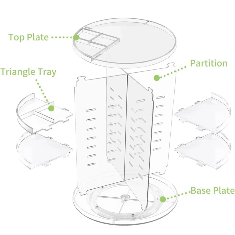 Othr Clear Acrylic 360° Rotating Makeup Organizer with Multi-Tier Compartments